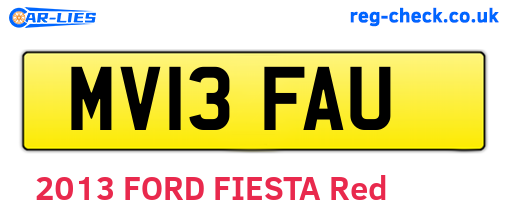 MV13FAU are the vehicle registration plates.