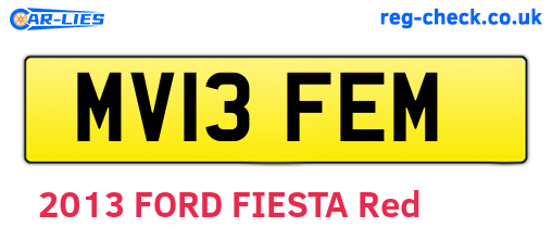 MV13FEM are the vehicle registration plates.