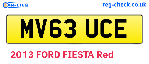 MV63UCE are the vehicle registration plates.