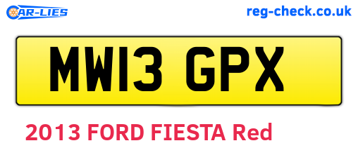 MW13GPX are the vehicle registration plates.