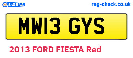 MW13GYS are the vehicle registration plates.