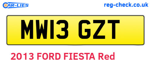 MW13GZT are the vehicle registration plates.