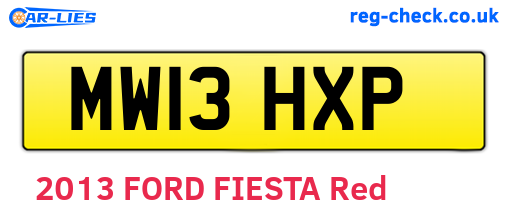 MW13HXP are the vehicle registration plates.
