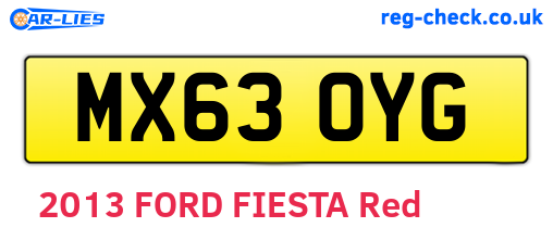MX63OYG are the vehicle registration plates.