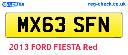 MX63SFN are the vehicle registration plates.