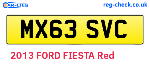 MX63SVC are the vehicle registration plates.