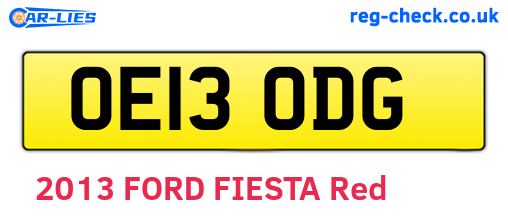 OE13ODG are the vehicle registration plates.