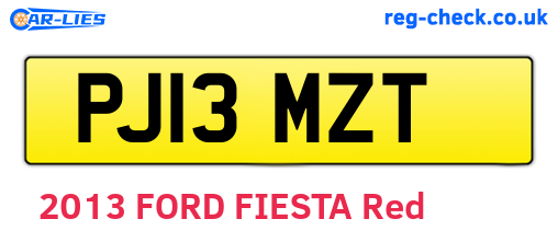 PJ13MZT are the vehicle registration plates.