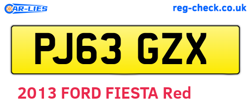PJ63GZX are the vehicle registration plates.