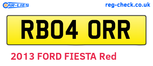 RB04ORR are the vehicle registration plates.