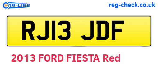 RJ13JDF are the vehicle registration plates.
