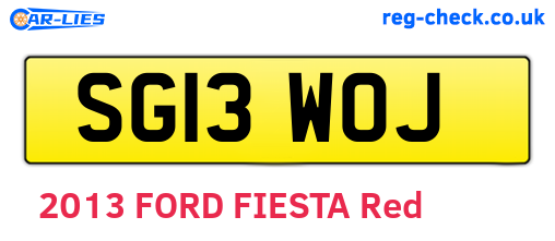 SG13WOJ are the vehicle registration plates.