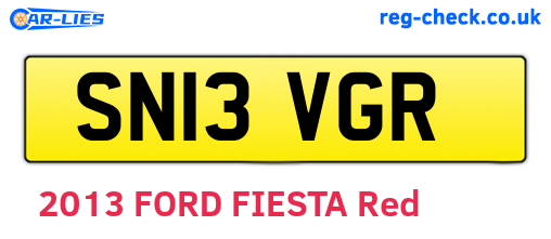 SN13VGR are the vehicle registration plates.