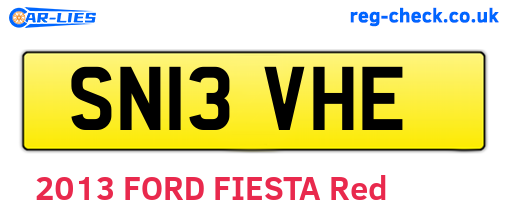 SN13VHE are the vehicle registration plates.