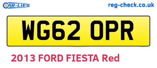 WG62OPR are the vehicle registration plates.