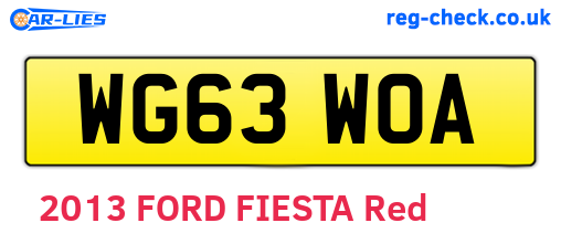 WG63WOA are the vehicle registration plates.