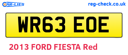 WR63EOE are the vehicle registration plates.
