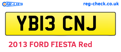 YB13CNJ are the vehicle registration plates.