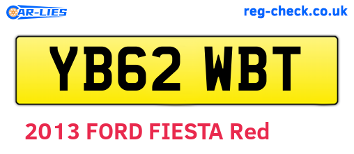 YB62WBT are the vehicle registration plates.
