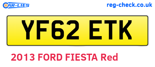 YF62ETK are the vehicle registration plates.