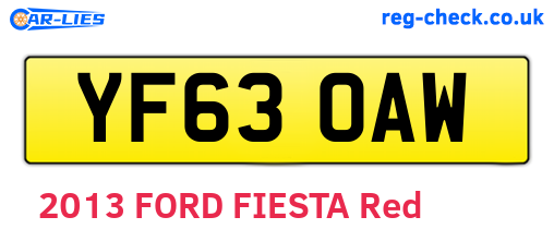 YF63OAW are the vehicle registration plates.