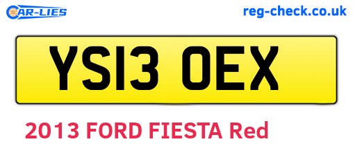 YS13OEX are the vehicle registration plates.