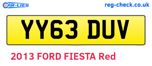 YY63DUV are the vehicle registration plates.