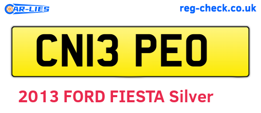 CN13PEO are the vehicle registration plates.