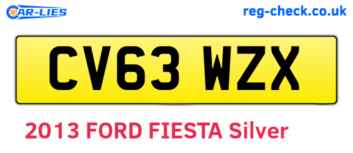 CV63WZX are the vehicle registration plates.