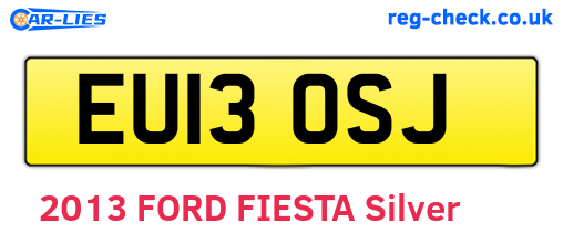 EU13OSJ are the vehicle registration plates.