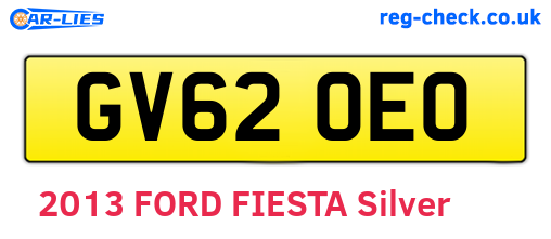 GV62OEO are the vehicle registration plates.