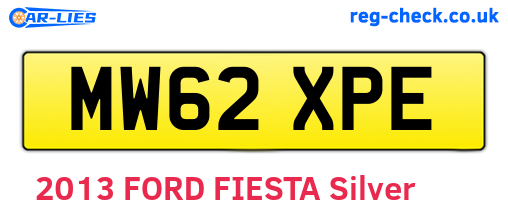 MW62XPE are the vehicle registration plates.