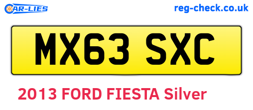 MX63SXC are the vehicle registration plates.
