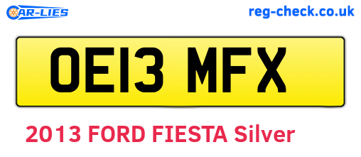 OE13MFX are the vehicle registration plates.