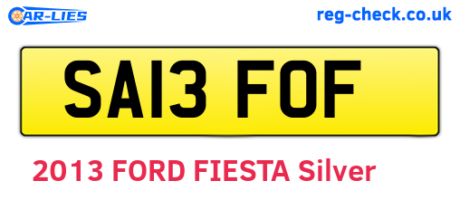 SA13FOF are the vehicle registration plates.