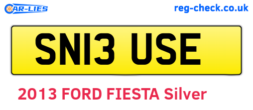 SN13USE are the vehicle registration plates.