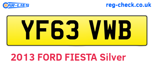 YF63VWB are the vehicle registration plates.