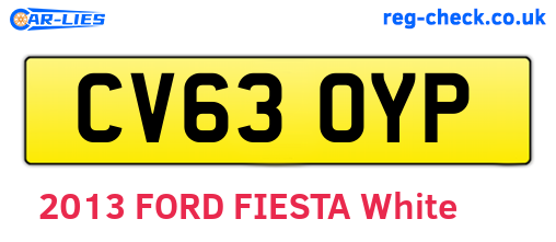 CV63OYP are the vehicle registration plates.