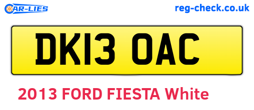 DK13OAC are the vehicle registration plates.