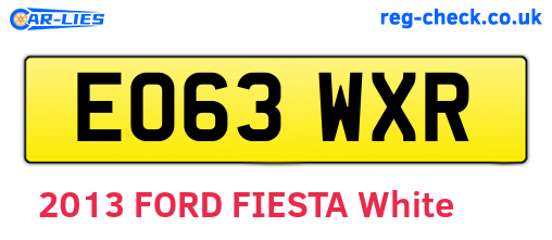 EO63WXR are the vehicle registration plates.