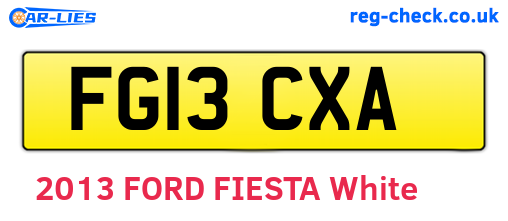 FG13CXA are the vehicle registration plates.