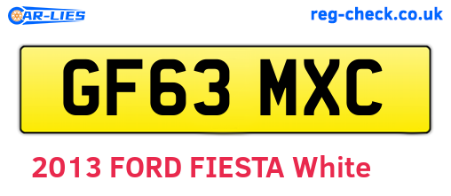 GF63MXC are the vehicle registration plates.