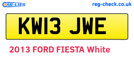 KW13JWE are the vehicle registration plates.