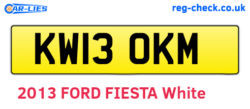KW13OKM are the vehicle registration plates.
