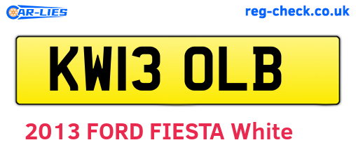 KW13OLB are the vehicle registration plates.
