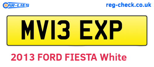 MV13EXP are the vehicle registration plates.