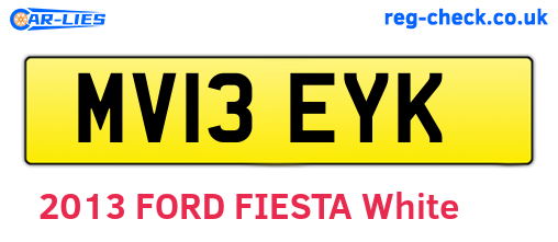 MV13EYK are the vehicle registration plates.