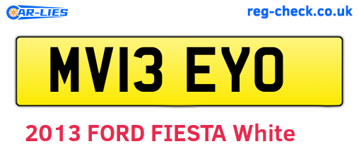 MV13EYO are the vehicle registration plates.