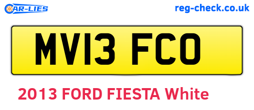 MV13FCO are the vehicle registration plates.