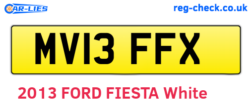 MV13FFX are the vehicle registration plates.